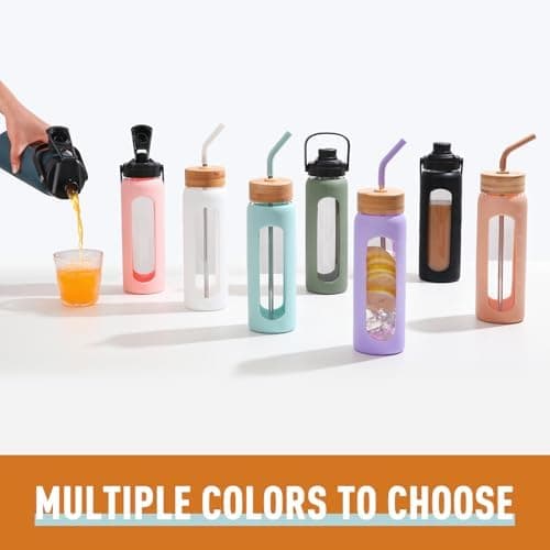 BLUEGO Glaswasserflasche 900ml BPA-frei für Outdoor Aktivitäten
| CADRES Glasbecher mit Zeitmarkierung und Silikonschut