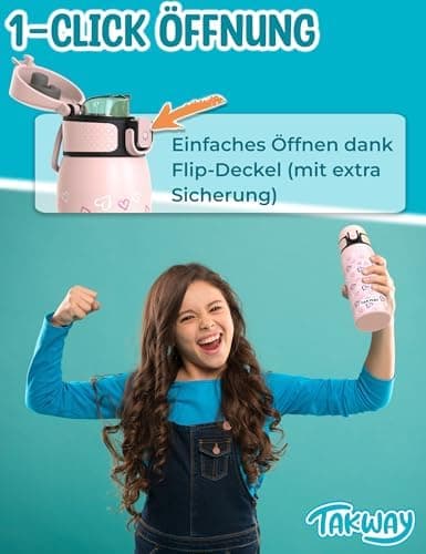Edelstahl Trinkflasche Kinder 550ml - Auslaufsicher, isoliert und Kohlensäure geeignet - Schul- und Sportsituationensopt