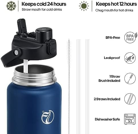 HydroPal Trinkflasche Edelstahl - 1900ml mit Henkel für Fitness, BPA-Frei, flasche Metall, Aesthetic trinkflasche Mitter