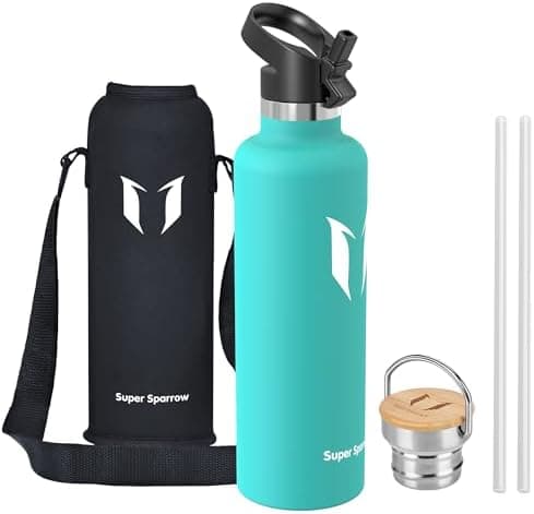 Super Sparrow Trinkflasche Edelstahl - Auslaufsicher Thermoskanne - Kinder für Sprudel, Sport, Schule, Fitness - 500ml -