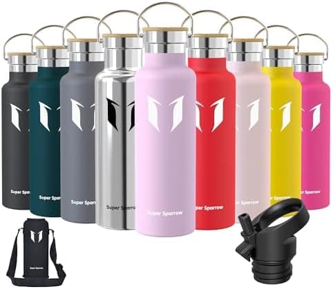 Super Sparrow Trinkflasche Edelstahl - Auslaufsicher Thermoskanne - Kinder für Sprudel, Sport, Schule, Fitness - 500ml -