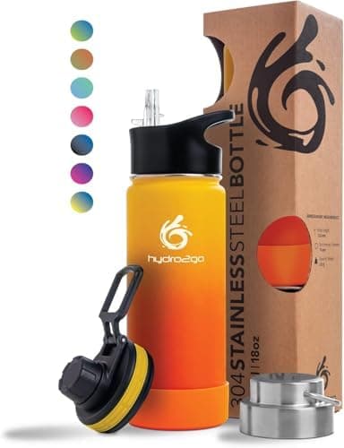 hydro2go Edelstahl Trinkflasche Mit Strohhalm, Bpa-Frei, Isolierflasche Für Kinder, Sport & Outdoor, 12h Heiß 24h Kalt H