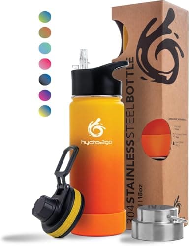 hydro2go Edelstahl Trinkflasche Mit Strohhalm, Bpa-Frei, Isolierflasche Für Kinder, Sport & Outdoor, 12h Heiß 24h Kalt H