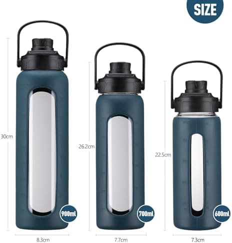 BLUEGO Glaswasserflasche 900ml BPA-frei für Outdoor Aktivitäten
| CADRES Glasbecher mit Zeitmarkierung und Silikonschut