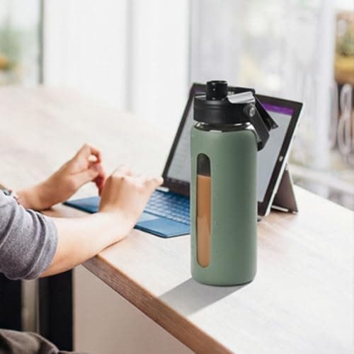 BLUEGO Glaswasserflasche 900ml BPA-frei für Outdoor Aktivitäten
| CADRES Glasbecher mit Zeitmarkierung und Silikonschut
