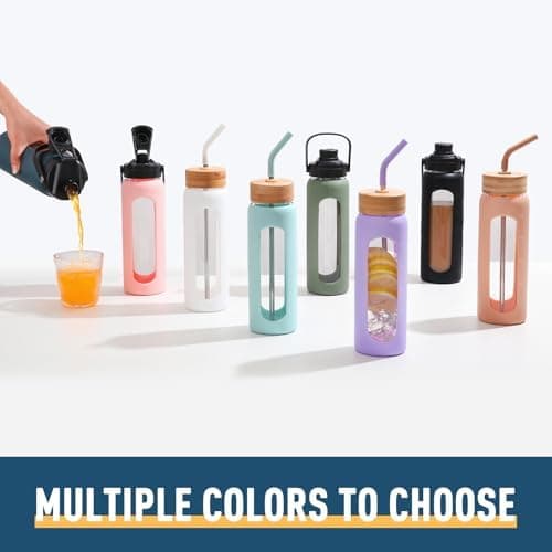 BLUEGO Glaswasserflasche 900ml BPA-frei für Outdoor Aktivitäten
| CADRES Glasbecher mit Zeitmarkierung und Silikonschut