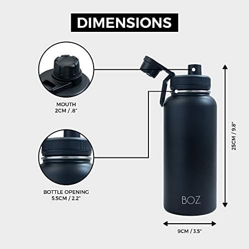 BOZ Ersatzdeckel für Trinkflasche - Strohhalm & Schraubverschluss - schwarz
