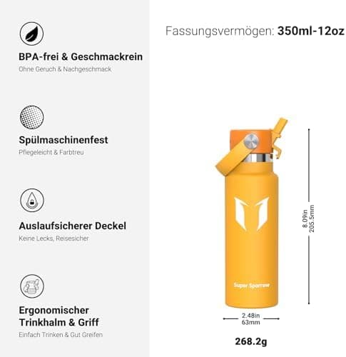 Super Sparrow Thermobecher für Sport und Outdoor - 500ml, 750ml - BPA-Frei, ClimatePartner certified - FlipFlow Trinkfla