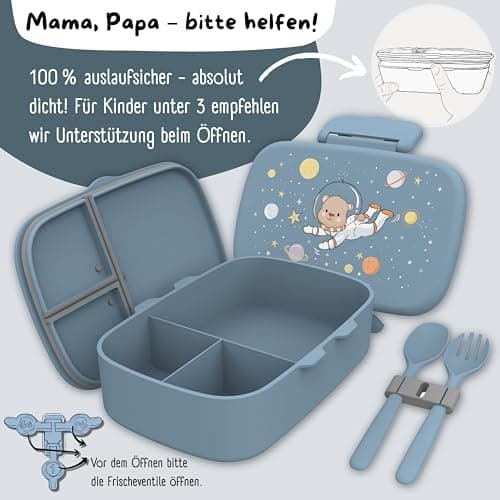 Bearfoot Brotdose Kinder BPAfrei mit Fächern Lunchbox für Mädchen & Jungen