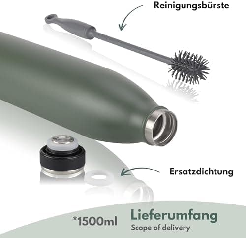 Milu Edelstahl Trinkflasche für Erwachsene – 750ml Isolierflasche zum Tragen – auslaufsicher, Kohlensäuregerecht inkl. R