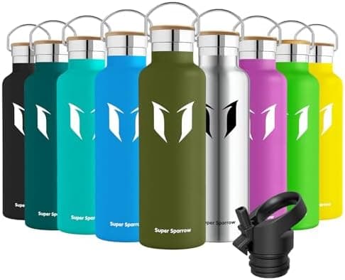 Super Sparrow Trinkflasche Edelstahl - Auslaufsicher Thermoskanne - Kinder für Sprudel, Sport, Schule, Fitness - 500ml -