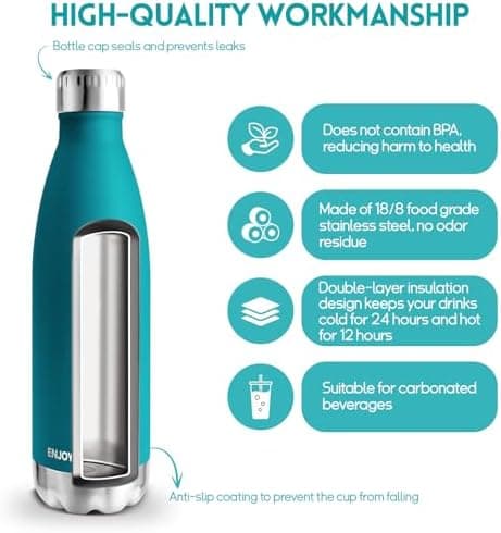 HoneyHolly Kinder Trinkflasche Doppelwandig, 500ML BPA-frei, Thermosflasche für Fitness und Gym
