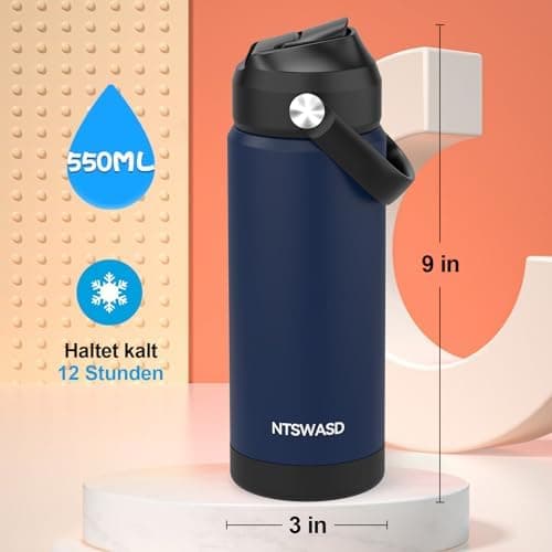 Edelstahl Trinkflasche Meeresjungfrau 550ml BPA Frei Auslaufsicher Thermosflaschefür Kinder und Erwachsene - Sport, Schu