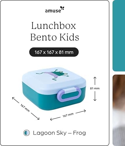 Amuse Rikko Kinder Lunchbox Animal Parade | Bento Box mit 2 Snackboxen & Trennwand | Brotdose für Kindergarten & Schule