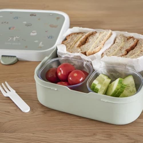Mepal Brotdose Kinder Campus BPA-frei Animal Friends | Spezialfächerr box mit Gabel & Clip-Verschluss | 750 ml für Kinde