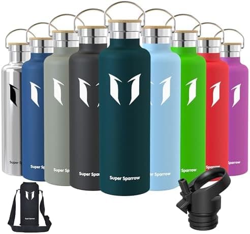 Super Sparrow Trinkflasche Edelstahl - Auslaufsicher Thermoskanne - Kinder für Sprudel, Sport, Schule, Fitness - 500ml -