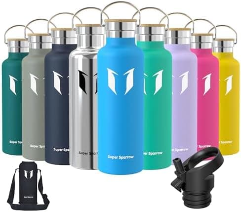 Super Sparrow Trinkflasche Edelstahl - Auslaufsicher Thermoskanne - Kinder für Sprudel, Sport, Schule, Fitness - 500ml -