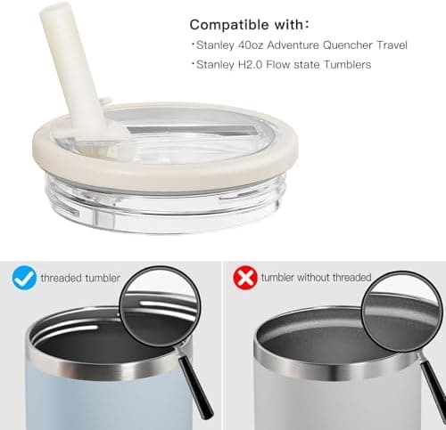 3stückige Ersatzdeckel für 40oz Stanley Cup Becher, wiederverwendbar, auslaufsicher und staubdicht, für Tumbler mit Stro
