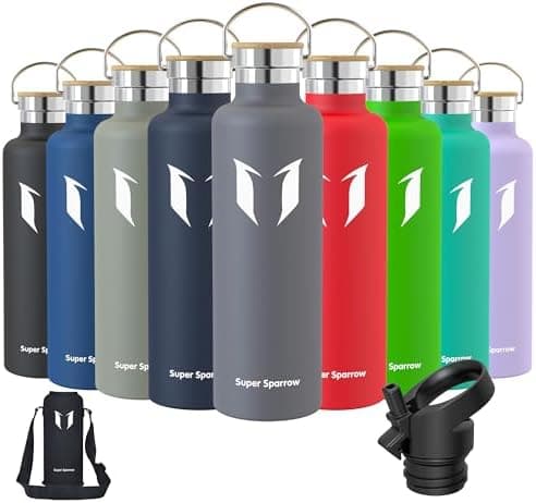 Super Sparrow Trinkflasche Edelstahl - Auslaufsicher Thermoskanne - Kinder für Sprudel, Sport, Schule, Fitness - 500ml -