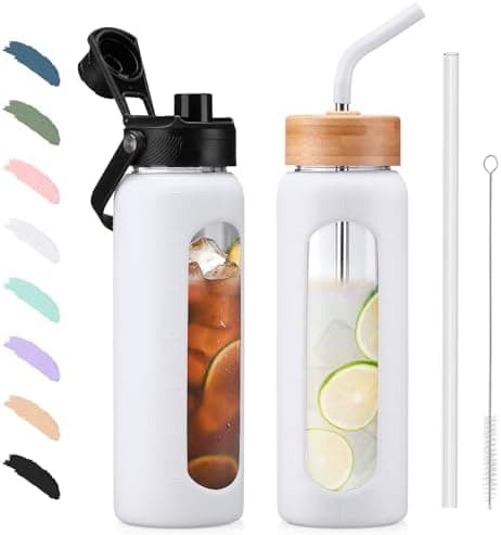 BLUEGO Glaswasserflasche 900ml BPA-frei für Outdoor Aktivitäten
| CADRES Glasbecher mit Zeitmarkierung und Silikonschut
