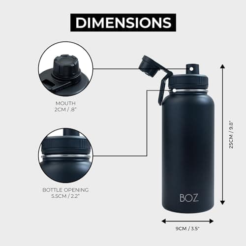 BOZ Ersatzdeckel für Trinkflasche - Strohhalm & Schraubverschluss - schwarz