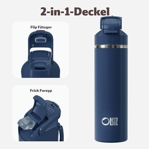 OISIZ Isolierte Edelstahl Trinkflasche 720ml für Outdoor Aktivitäten und Sport 100% auslaufsicher mit Vakuum-Technologie