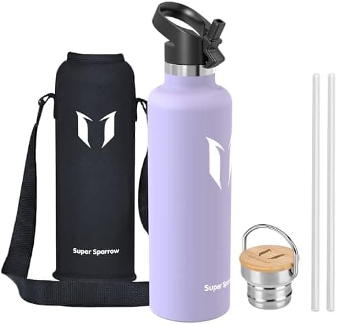 Super Sparrow Trinkflasche Edelstahl - Auslaufsicher Thermoskanne - Kinder für Sprudel, Sport, Schule, Fitness - 500ml -