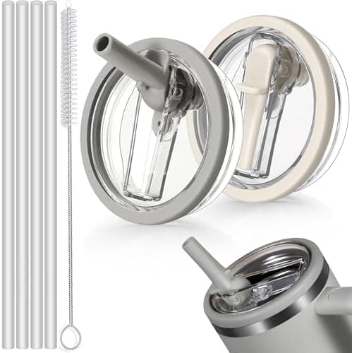 Sunshine Smile - Auslaufsicherer Ersatzdeckel für Stanley Cup Becher 40oz + 4 Trinkhalme + Strohhalm Bürste | Für Zubeah