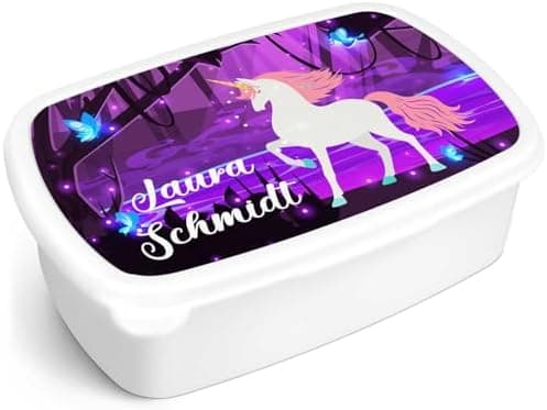 GRAVURZEILE Personalisiertes Magischer Wald Brotd Essbox für Kinder - Platzsparend stapelbar - Ideal für Schule & Kita -