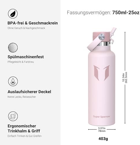 Super Sparrow Thermobecher für Sport und Outdoor - 500ml, 750ml - BPA-Frei, ClimatePartner certified - FlipFlow Trinkfla