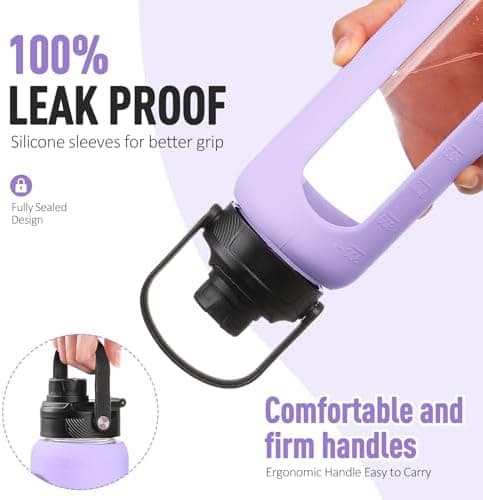 BLUEGO Glaswasserflasche 900ml BPA-frei für Outdoor Aktivitäten
| CADRES Glasbecher mit Zeitmarkierung und Silikonschut