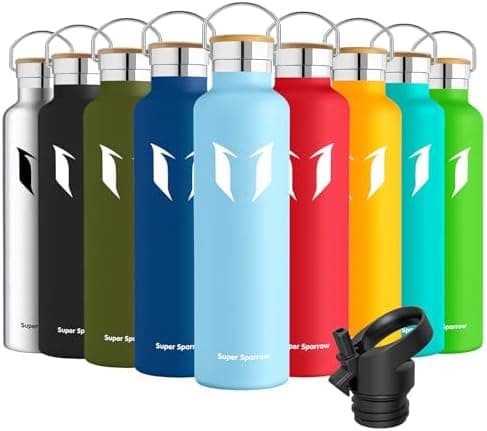 Super Sparrow Trinkflasche Edelstahl - Auslaufsicher Thermoskanne - Kinder für Sprudel, Sport, Schule, Fitness - 500ml -