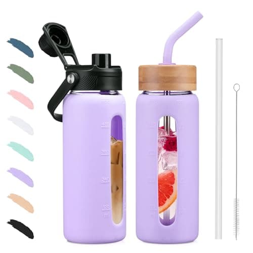 BLUEGO Glaswasserflasche 900ml BPA-frei für Outdoor Aktivitäten
| CADRES Glasbecher mit Zeitmarkierung und Silikonschut