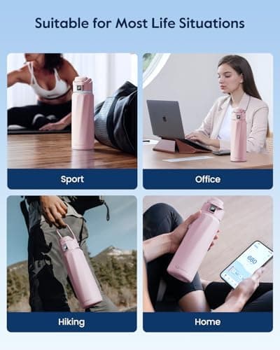 WATERH Boost Smart-Wasserflasche für Geschenke - mit Erinnerungsfunktion & Wasserspender, Edelstahl, 907 ml, Hochglanzsc