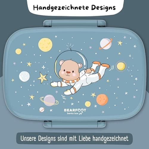Bearfoot Brotdose Kinder BPAfrei mit Fächern Lunchbox für Mädchen & Jungen