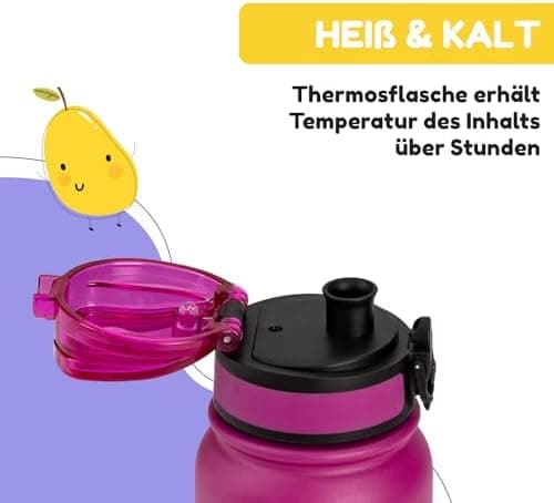schmatzfatz Thermosflasche Kinder Auslaufsicher Wassertierzucht 550ml Edelstahl-Trinkflasche Thermo für Schule & Kinderg