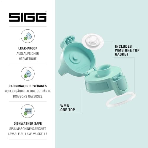 Sigg WMB ONE Top Verschluss - Einhändig bedienbar & auslaufsicher, für Trinkflaschen, Silikondichtung, One Size