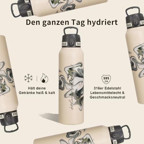 Thermosflasche UZSPACE Waldgrün Kinder 700ml Isolierte Edelstahl Trinkflasche 100% Auslaufsicher Outdoor Fitness Schule