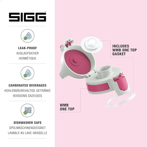 Sigg WMB ONE Top Verschluss - Einhändig bedienbar & auslaufsicher, für Trinkflaschen, Silikondichtung, One Size