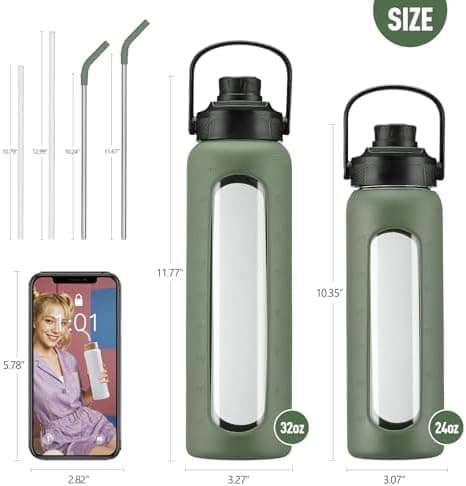 BLUEGO Glaswasserflasche 900ml BPA-frei für Outdoor Aktivitäten
| CADRES Glasbecher mit Zeitmarkierung und Silikonschut