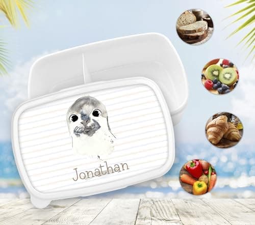 Timalo® Brotdose Kinder mit Namen | Personalisierte Bento Lunchbox für Jungen & Mädchen | Kindergarten & Schule Motiv Ti