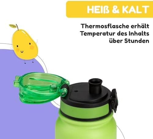 schmatzfatz Thermosflasche Kinder Auslaufsicher Wassertierzucht 550ml Edelstahl-Trinkflasche Thermo für Schule & Kinderg