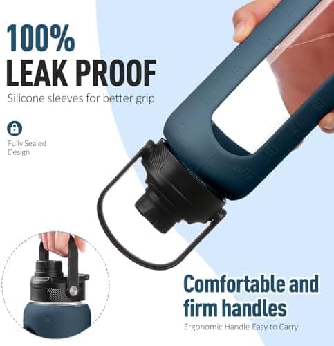 BLUEGO Glaswasserflasche 900ml BPA-frei für Outdoor Aktivitäten
| CADRES Glasbecher mit Zeitmarkierung und Silikonschut