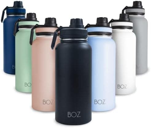 BOZ Ersatzdeckel für Trinkflasche - Strohhalm & Schraubverschluss - schwarz