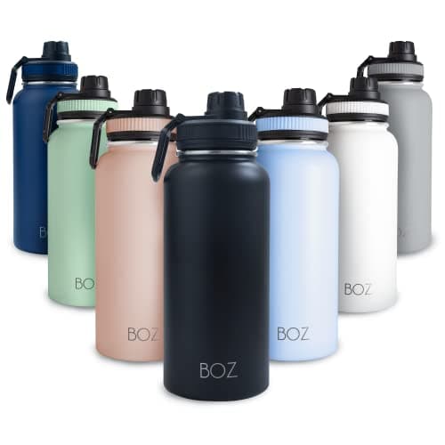 BOZ Ersatzdeckel für Trinkflasche - Strohhalm & Schraubverschluss - schwarz