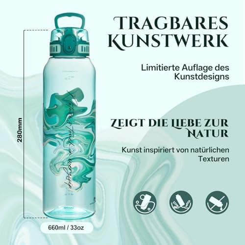 UZSPACE Kinder Trinkflasche 600ml - Sportlich, Auslaufsicher & Spülmaschinenfest zur Schule und Outdoor aktivarten für M