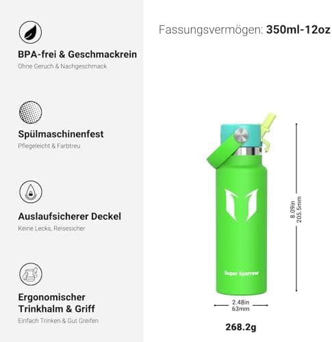 Super Sparrow Thermobecher für Sport und Outdoor - 500ml, 750ml - BPA-Frei, ClimatePartner certified - FlipFlow Trinkfla