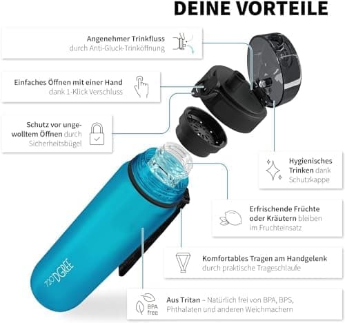 720°DGREE uberBottle Trinkflasche SoftTouch 500ml - Auslaufsicher, BPA-Frei - für Sport und Outdoor-Aktivitäten - Climat