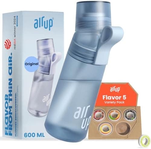 air up® Trinkflasche für Schule und Sport | inkl. 5 zuckerfreien Duft-Pods & Strohhalm | Wasserflasche in Lila für Kinde