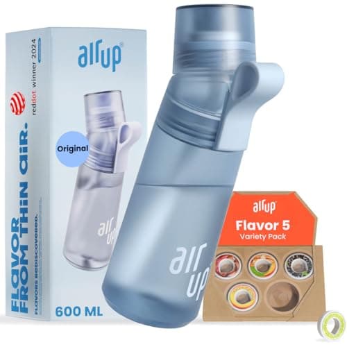 air up® Trinkflasche für Schule und Sport | inkl. 5 zuckerfreien Duft-Pods & Strohhalm | Wasserflasche in Lila für Kinde
